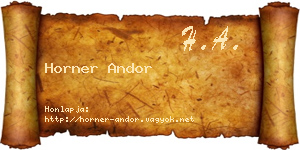 Horner Andor névjegykártya